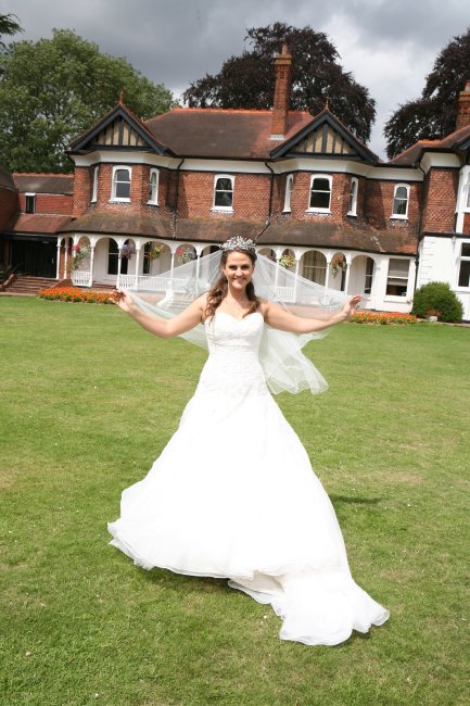 Bride on the lawn - Moor Hall
