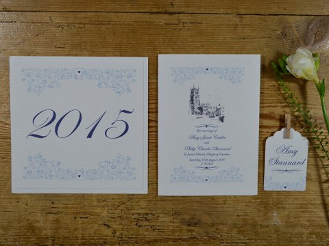 Blue Blossoms Wedding Stationery by On Cloud Nine - On Cloud Nine