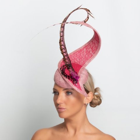 Extravagant pink Ascot-type hat. - Katherine Elizabeth Millinery