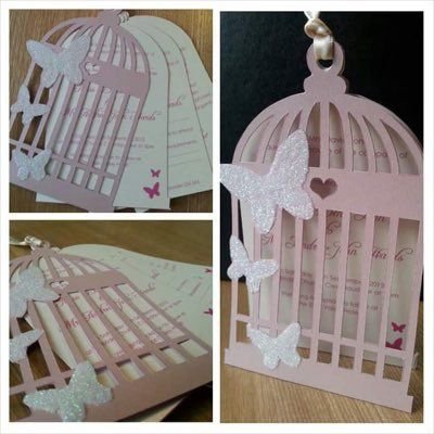 Butterfly cage invites - Pickledegg Design