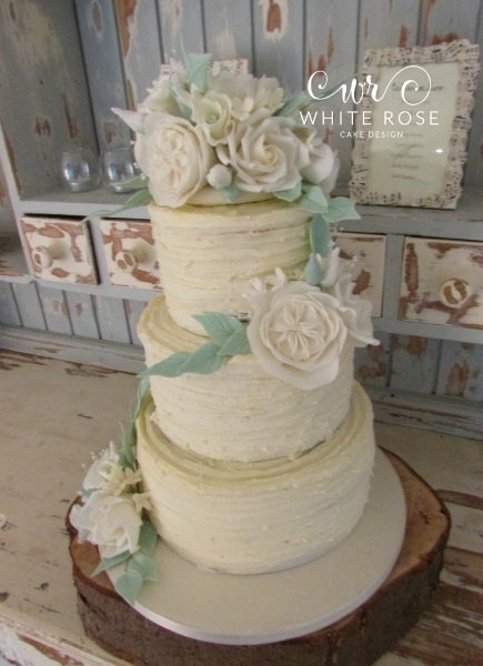 Wedding Cakes - White Rose Cake Design-Image 39183