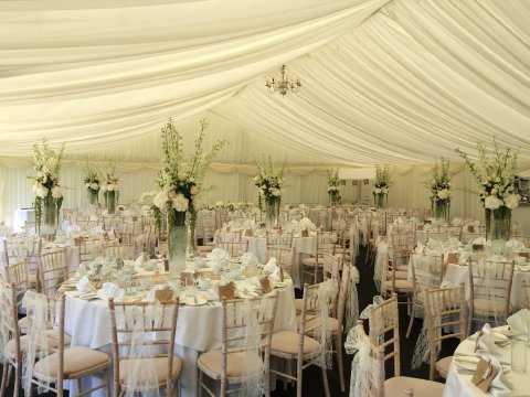 Our marquee set for wedding breakfast - High House Weddings