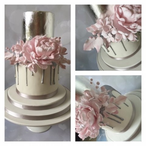 Pink metallic Wedding Cake - Minky Kitten Cakes
