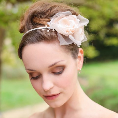 Hannah Blush Pink Flower Headpiece - White Designs