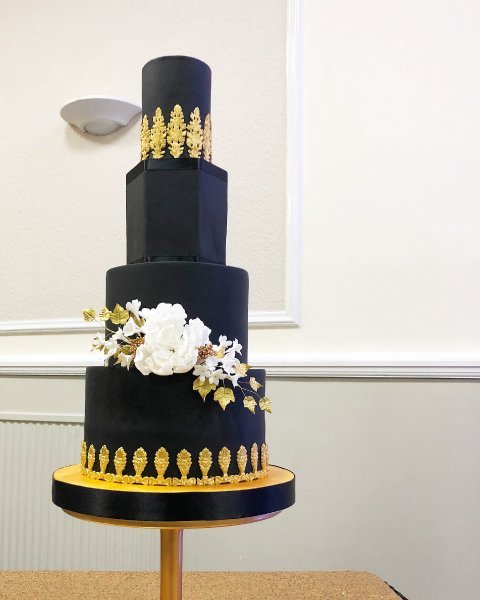 Black & Gold Wedding Cake - All Shapes & Slices Cake Co