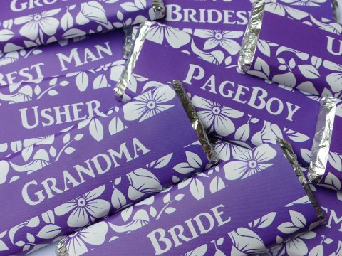 Purple Floral Wedding Favour Place Settings - WrapperStar
