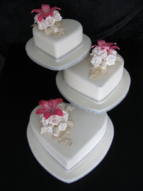 Triple heart shaped wedding cake - Forget Me Not Cakes