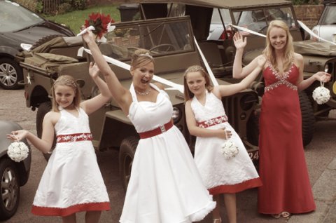 Bride and bridesmaids leaving for the church - MrBird Wedding Photography