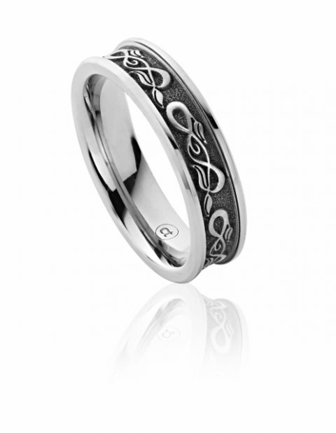 Gent's bespoke laser engraved wedding ring - Claire Troughton Fine Jewellery Design 