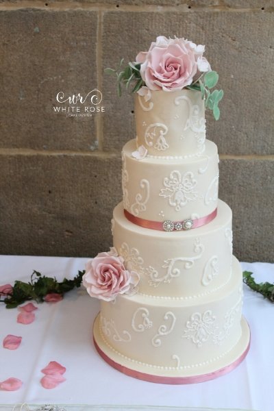 Wedding Cakes - White Rose Cake Design-Image 39187