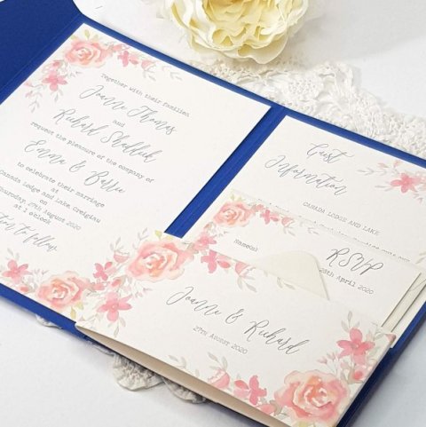 floral pocketfold invitation - byjo.co.uk wedding stationery