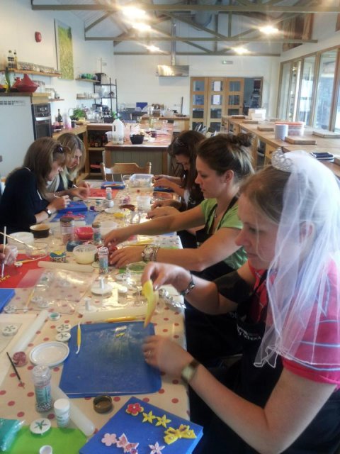 Hens making cupcakes - Harts Barn Cookery School 