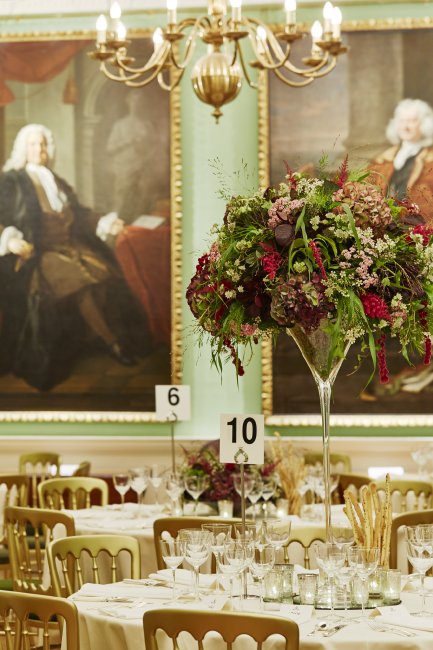 Dinner on round tables in the Picture Gallery - The Foundling Museum 