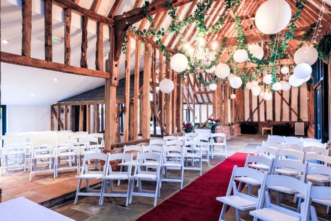 Our beautiful barn for indoor ceremonies - High House Weddings