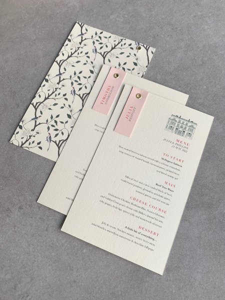 Hedsor House Wedding Invitation Menus - Deabill and Quince