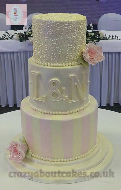 3 tier with sugar flowers - Crazy About Cakes