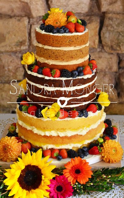 Summer Naked Wedding Cake - Sandra Monger Cake Design