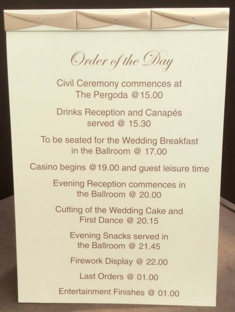 Order of the Day handmade - CAS Wedding Stationery