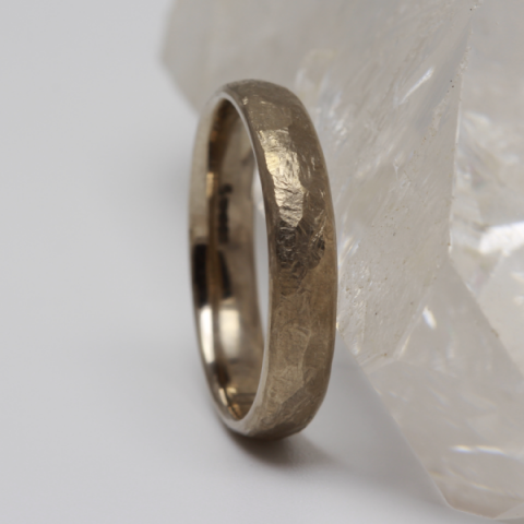 White Gold Hammered Wedding Ring - Jacqueline & Edward