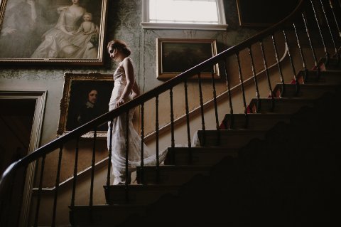 Bride on the Stairwell - Port Eliot Estate