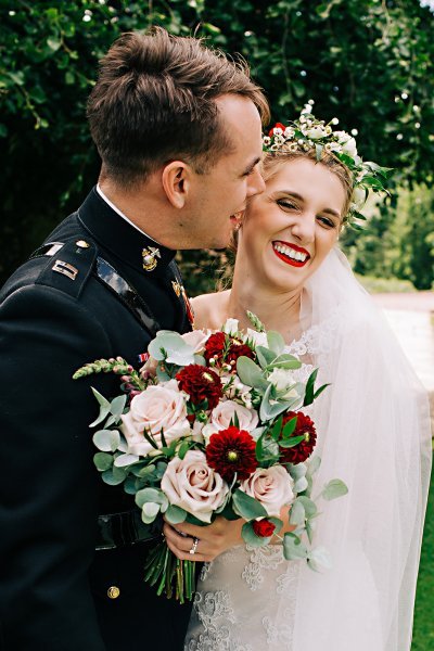Blush pink and Red at Dalhousie Castle - Spiral Flowers