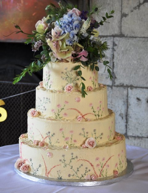 Hand Painted Rustic Wedding Cake - Cakephoria