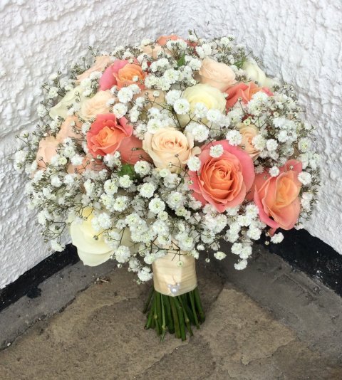 Ivory and Coral Rose Bouquet - Add Style UK Ltd