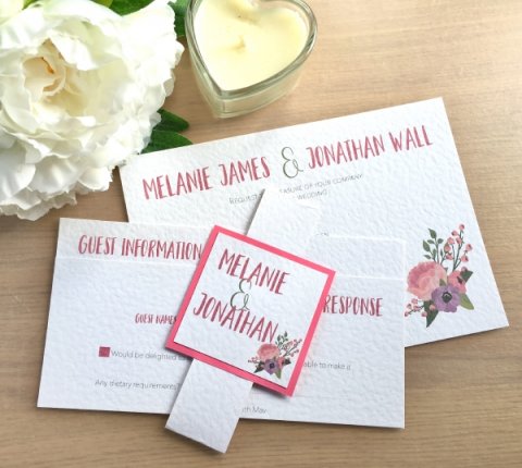 Bundled Invitation Pinky watercolours - The House of Airey Wedding Stationery