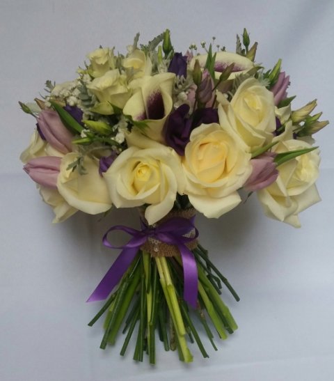 Purple and Ivory Bouquet - Bride and Bloom Flowers