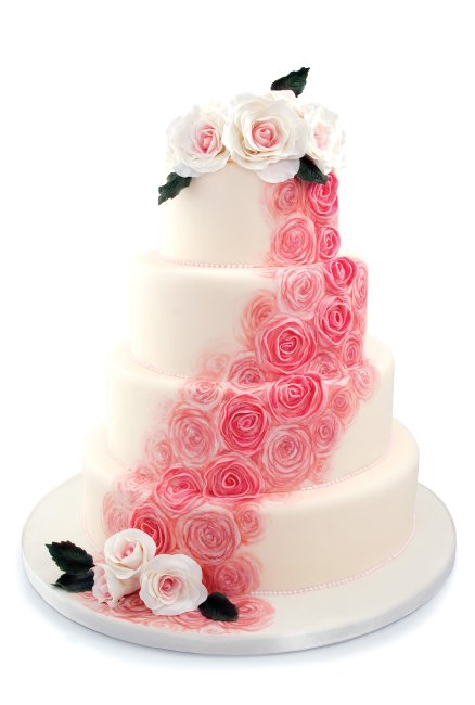 Hand Painted 3D Rose Wedding Cake - Cakephoria