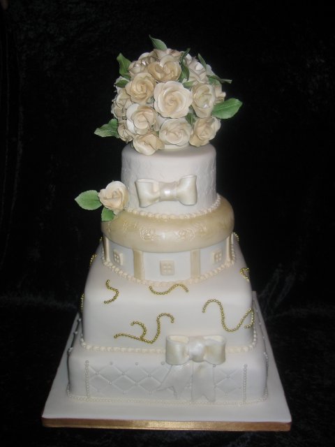 Four tier ivory Wedding Cake - Forget Me Not Cakes
