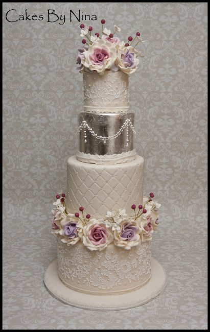 Our Romantic Silver Leaf Cake - Cakes by Nina
