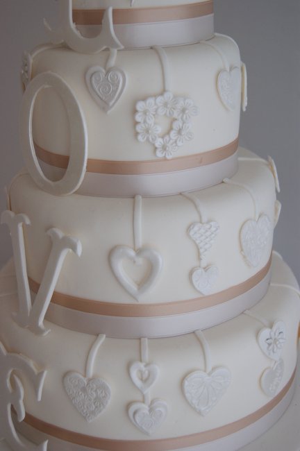 LOVE Rustic Hearts Wedding Cake - Wedding Cakes by Lisa Broughton