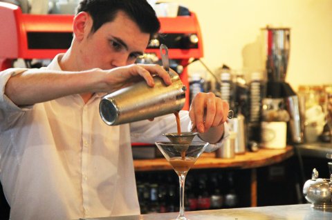 One of our very talented bartenders finishing off a beautiful Espresso Martini - Bel & the Dragon - Godalming