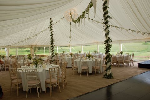 Traditional with Snowflake Light and clear window walls - Carron Marquees Ltd