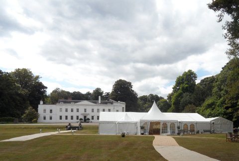 Marquee on croquet lawn for Wedding for 200 guests - Charlton Park