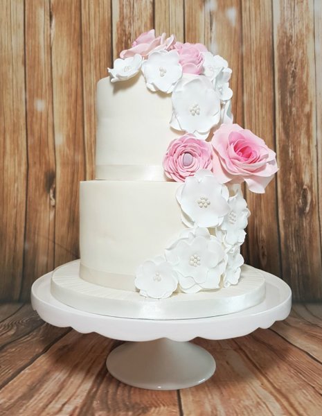 Two tier modern floral - Quality Cake Company