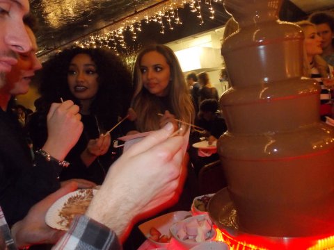 Little Mix at our chocolate fountain - Chocolate Fountain Heaven Ltd
