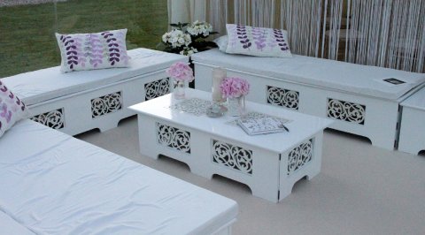 White Ornate Furniture and Cushions - Marquees Direct 