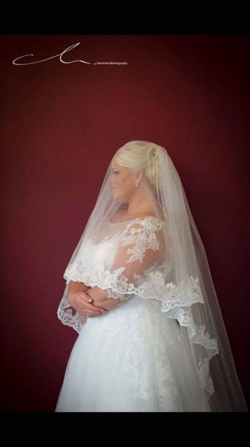 Jo teamed a beautiful cathedral length veil with her Pronovias gown - Embrace Bridal and Occasion Wear Ltd - Exclusively 16+