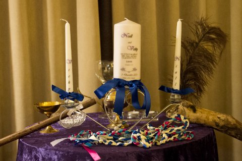 Unity candle and hand=fasting cords - Circle of Life Celebrants