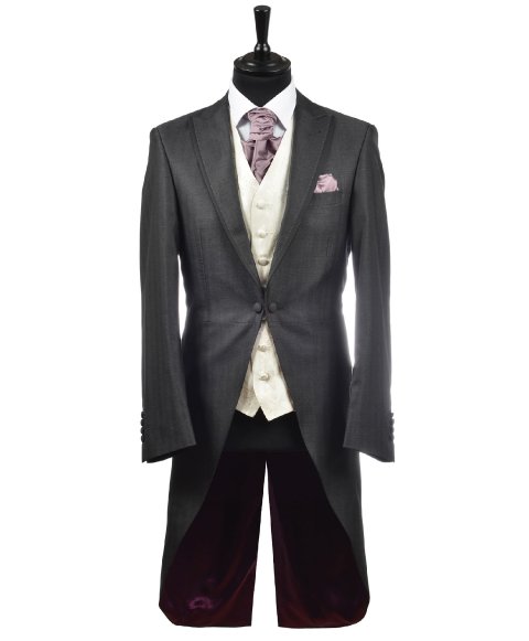 Charcoal Grey Herringbone Cavendish Slim Fit Morning Suit - Hugh Harris Formal