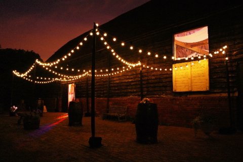 A festoon light canopy by Stressfreehire.com - Mrs