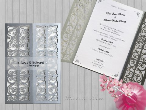 Laser Cut Gate Fold Wedding Invitation - Elegant Wedding Stationery and Luxury Table Plans