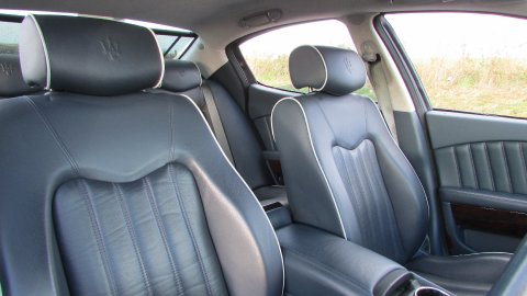 Blue Leather with white piping - absoluteanywhere White Maserati QP