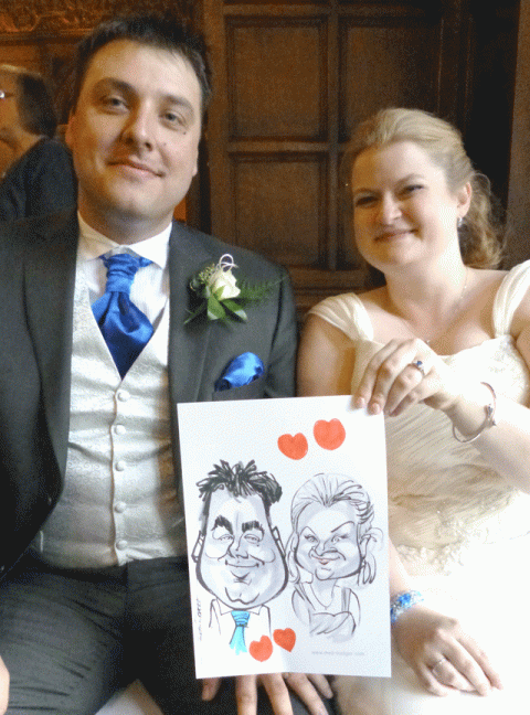 A very happy couple - Mad-Badger Caricatures