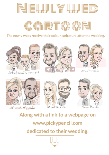 newly wed caricatures - picky pencil