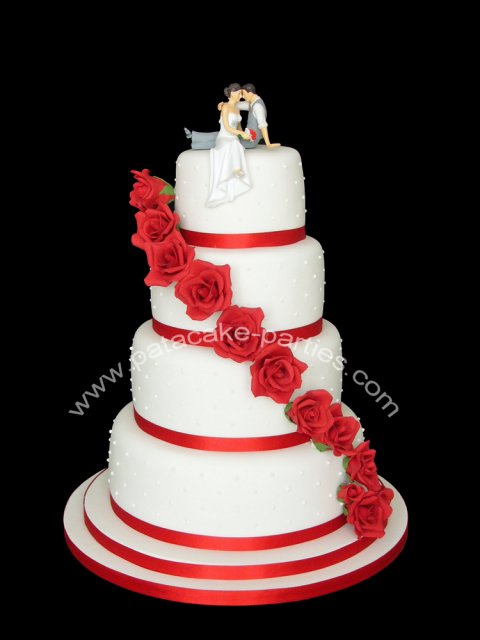 Wedding Cake 'Sharon' - Hand-made rose cascade - Pat-a-Cake Parties