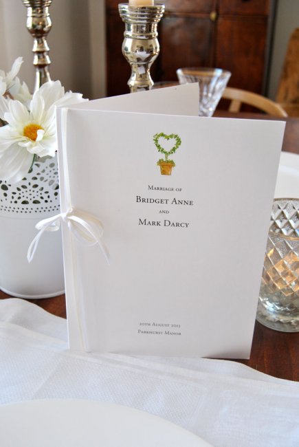 Illustrated folding menu - HoneyTreeWeddings.com