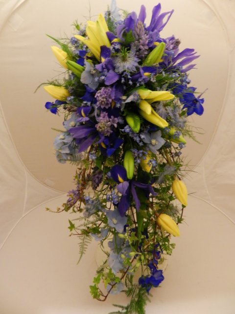 Blue and Yellow Shower Bouquet - Sandra's Flower Studio